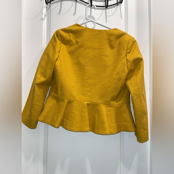 Boden Mustard Yellow Polperro Collarless Peplum Blazer Jacket - Picture 2 of 4